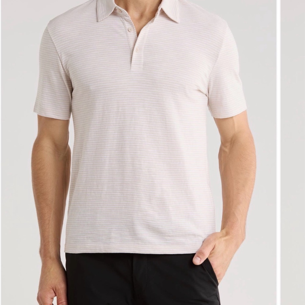 Vince Men's Pale Pink Desert  Polo XL Made in Peru (no tags, never worn/washed)